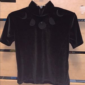 Black velvet shirt with moons